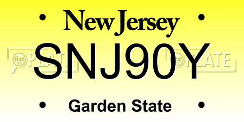 SNJ90Y New Jersey License Plate