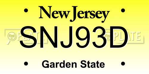 SNJ93D New Jersey License Plate