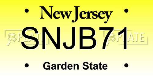 SNJB71 New Jersey License Plate