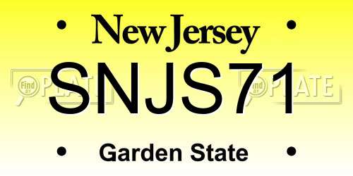 SNJS71 New Jersey License Plate
