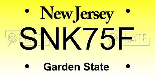 SNK75F New Jersey License Plate