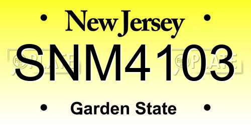 SNM4103 New Jersey License Plate