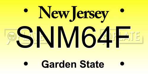 SNM64F New Jersey License Plate