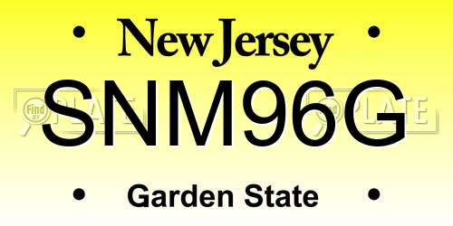 SNM96G New Jersey License Plate