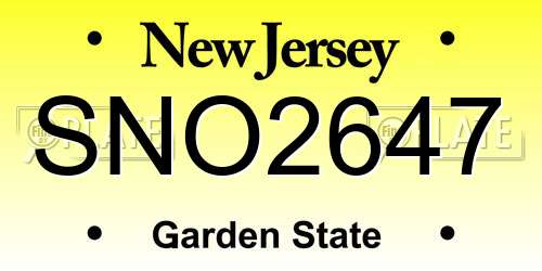 SNO2647 New Jersey License Plate