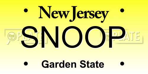 SNOOP New Jersey License Plate