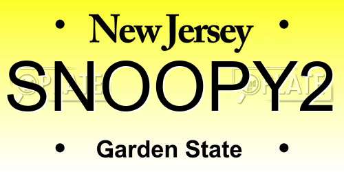 SNOOPY2 New Jersey License Plate