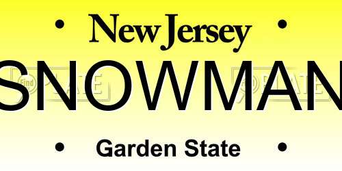 SNOWMAN New Jersey License Plate