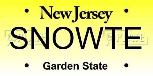 SNOWTE New Jersey License Plate