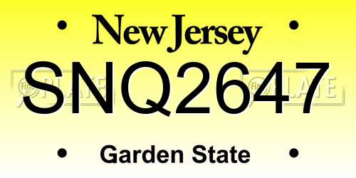 SNQ2647 New Jersey License Plate