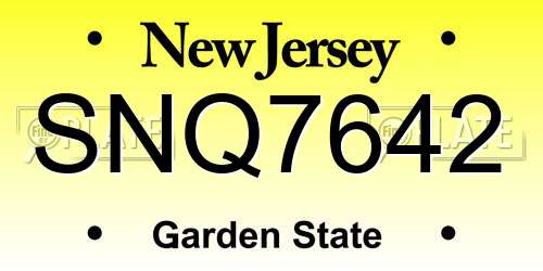 SNQ7642 New Jersey License Plate