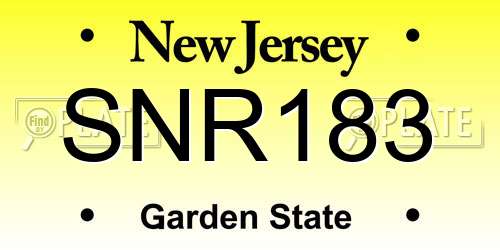 SNR183 New Jersey License Plate