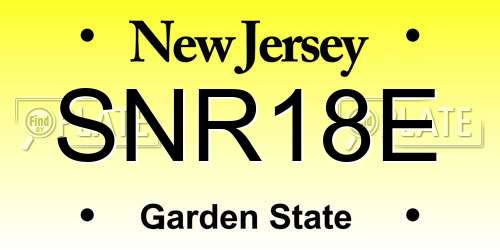 SNR18E New Jersey License Plate