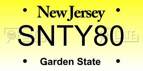 SNTY80 New Jersey License Plate