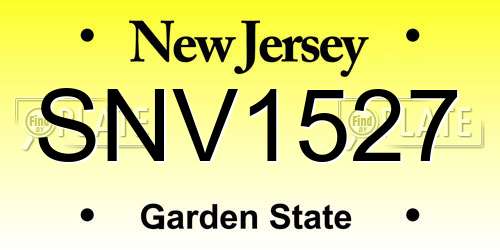 SNV1527 New Jersey License Plate