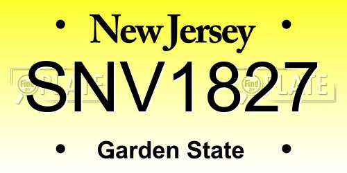 SNV1827 New Jersey License Plate