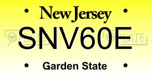 SNV60E New Jersey License Plate
