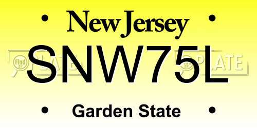 SNW75L New Jersey License Plate