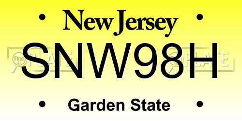 SNW98H New Jersey License Plate