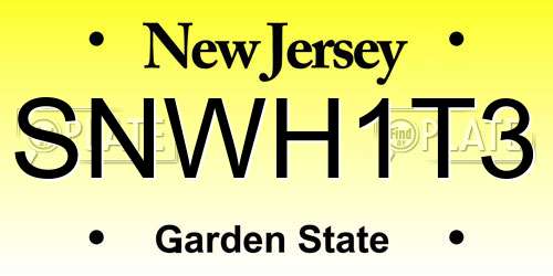 SNWH1T3 New Jersey License Plate
