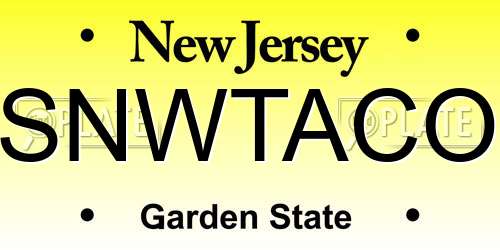 SNWTACO New Jersey License Plate