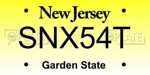 SNX54T New Jersey License Plate