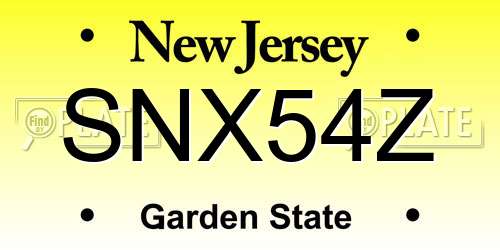 SNX54Z New Jersey License Plate