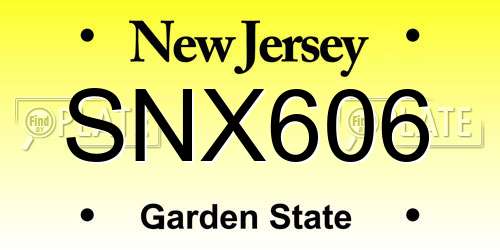 SNX606 New Jersey License Plate