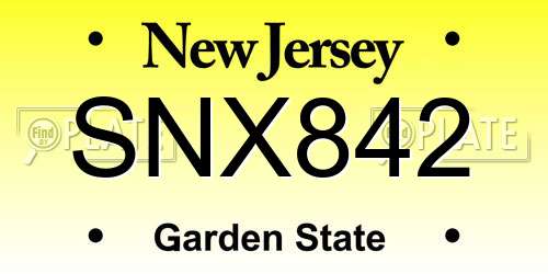 SNX842 New Jersey License Plate
