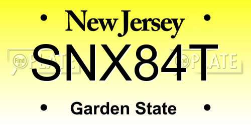 SNX84T New Jersey License Plate