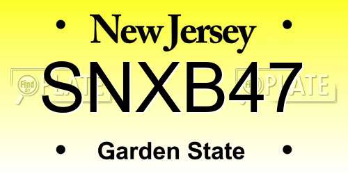SNXB47 New Jersey License Plate