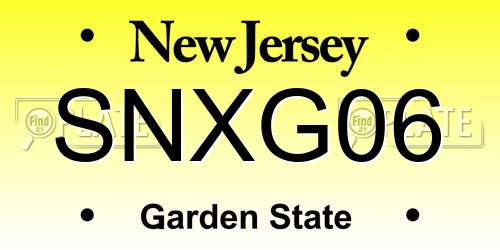 SNXG06 New Jersey License Plate