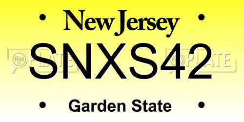 SNXS42 New Jersey License Plate