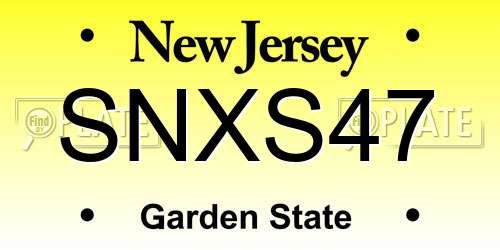 SNXS47 New Jersey License Plate