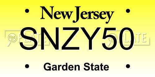 SNZY50 New Jersey License Plate