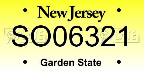 SO06321 New Jersey License Plate