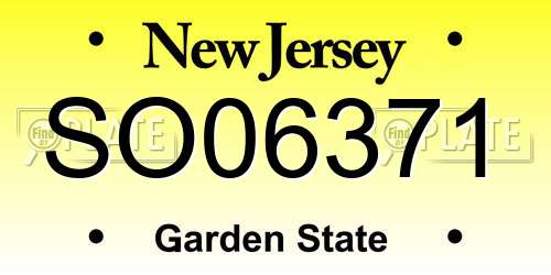 SO06371 New Jersey License Plate