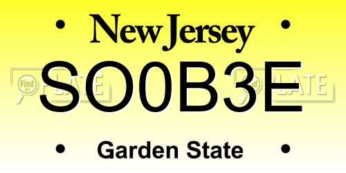 SO0B3E New Jersey License Plate