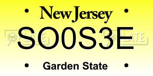 SO0S3E New Jersey License Plate