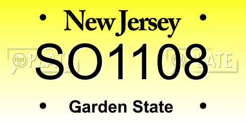 SO1108 New Jersey License Plate