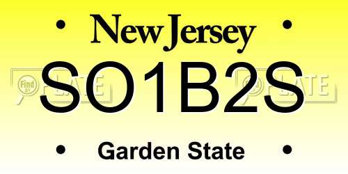 SO1B2S New Jersey License Plate