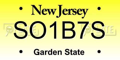 SO1B7S New Jersey License Plate