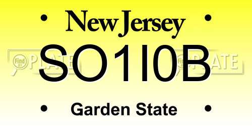 SO1I0B New Jersey License Plate