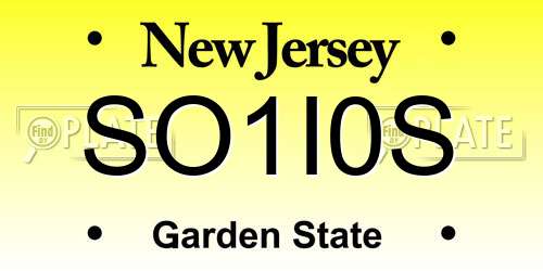 SO1I0S New Jersey License Plate