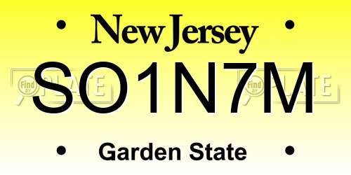 SO1N7M New Jersey License Plate