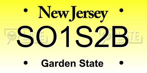 SO1S2B New Jersey License Plate