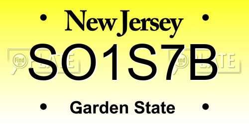 SO1S7B New Jersey License Plate