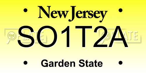 SO1T2A New Jersey License Plate