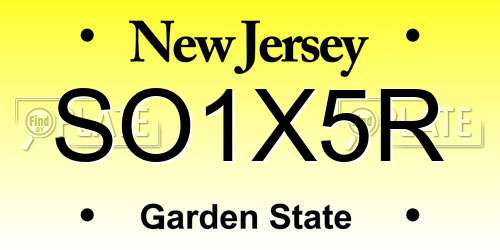 SO1X5R New Jersey License Plate