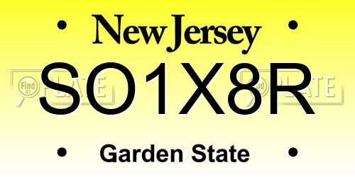 SO1X8R New Jersey License Plate